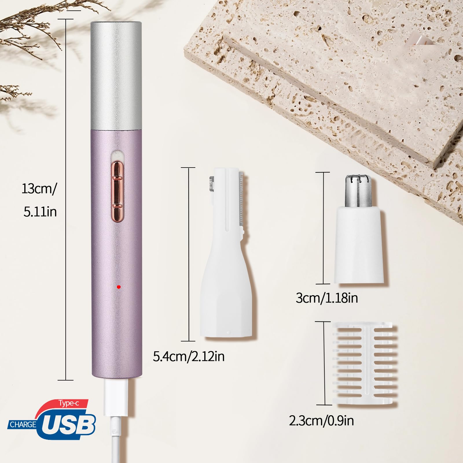 Yunmiss 2026 Rechargeable Nose and Ear Hair Trimmer for Women Men – Painless Facial and Eyebrow Hair Remover, Dual-Edge Blades, IPX7 Waterproof, Compact and Portable Electric Clipper