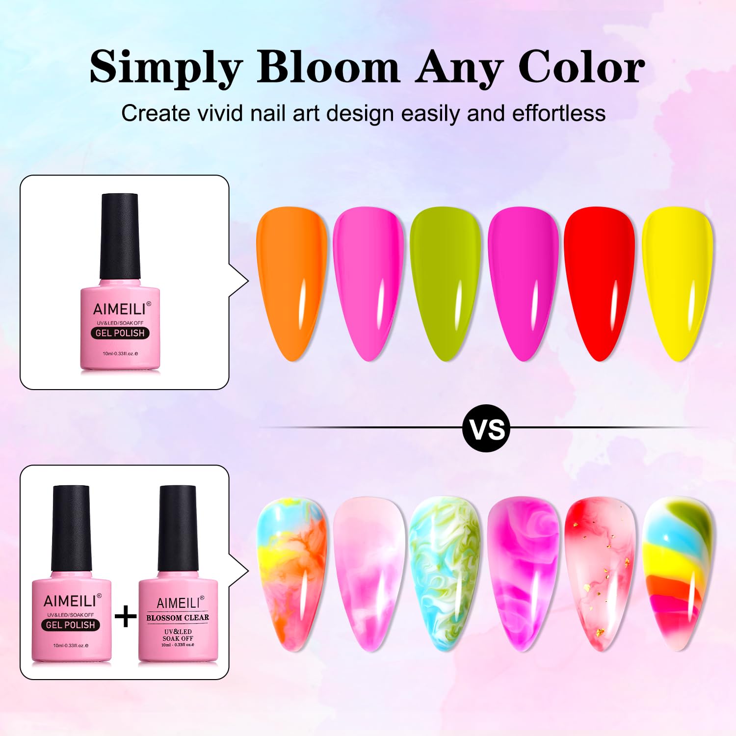 Buy now AIMEILI Nail Art Blossom Gel Nail Polish Soak Off UV LED Clear Blooming Gel Manicure 10ml at indiglob india