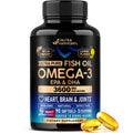 Omega 3 Fish Oil 3600 mg - Omega 3 Supplement for Men & Women - 90 Softgels | Omega 3 EPA & DHA - Heart, Brain & Joint Support - Purified Fish Oil | Heavy Metals Tested - Lemon Flavored
