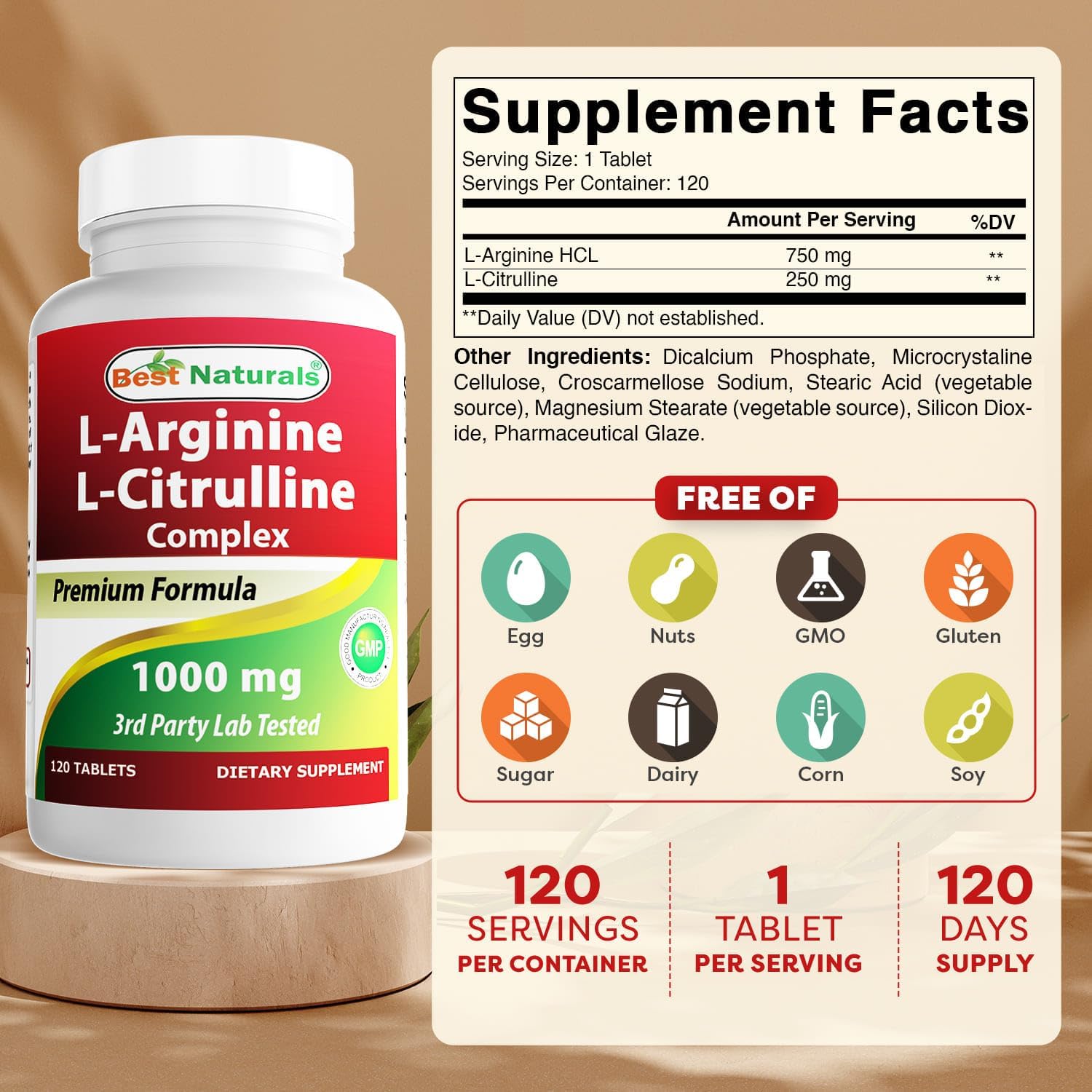 Buy now Best Naturals Arginine Citruline Complex 1000 Mg 120 Tablets at indiglob india