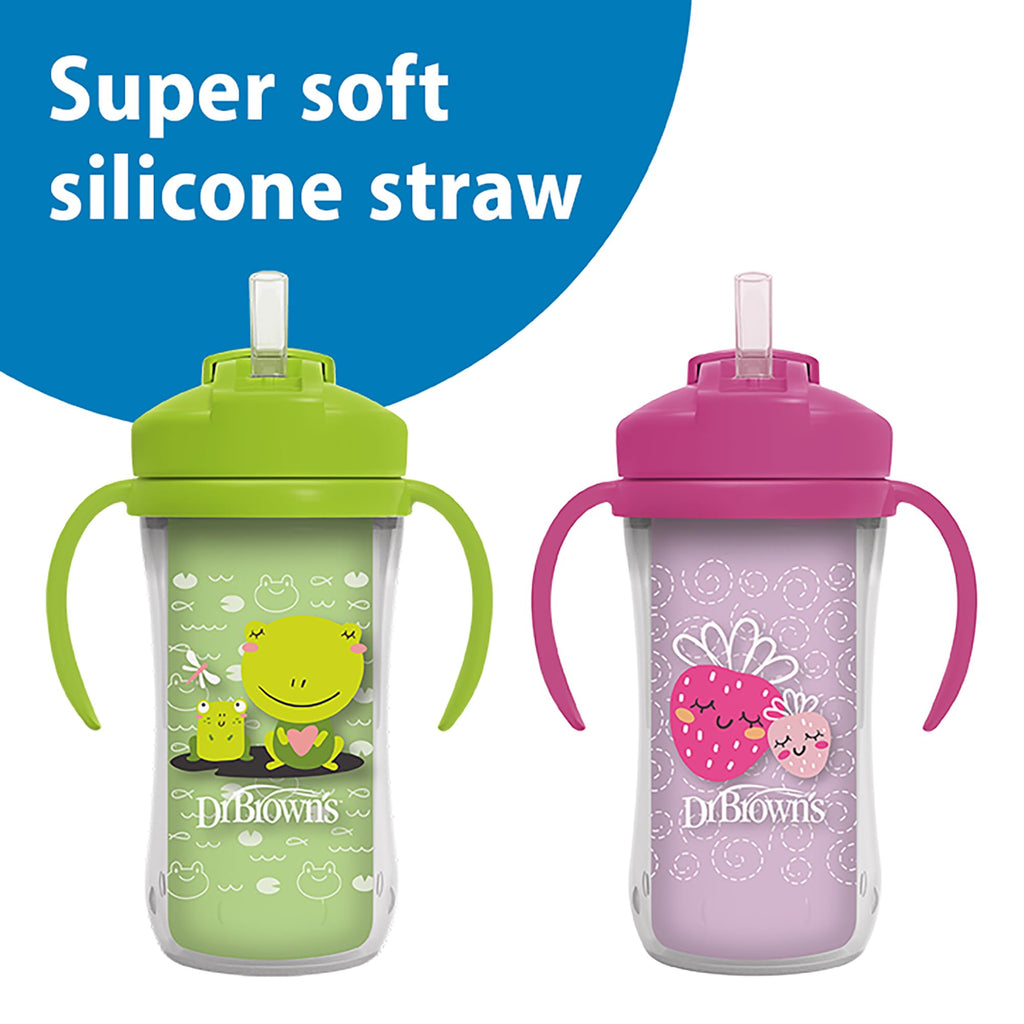Dr. Brown's Milestones Insulated Sippy Cup, Green & Pink, 2-Pack