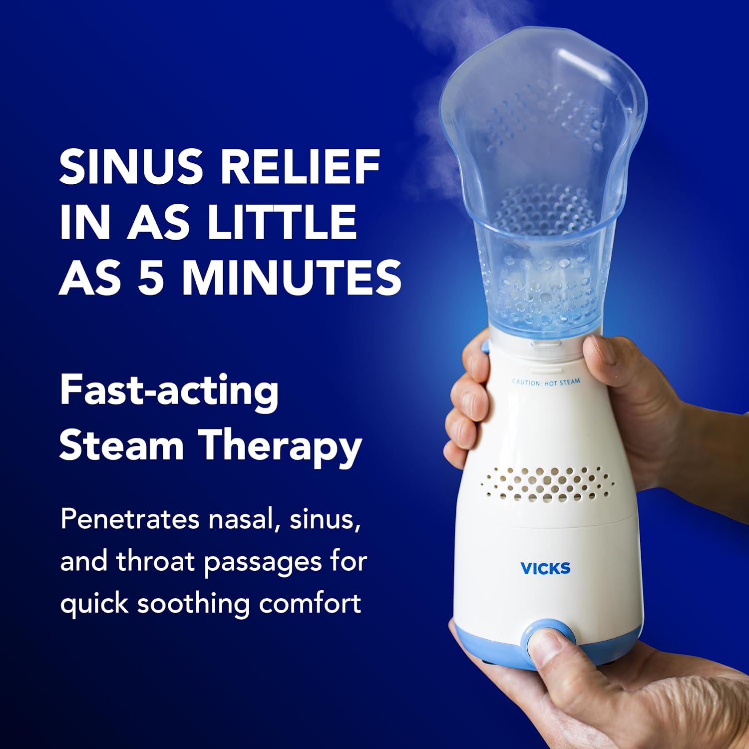 Buy now Vicks Sinus Inhaler - Non-Medicated Steam Relief for Allergies, Congestion, Cough & Colds, Vocal Steamer, Soothes Nasal & Throat Passages, Works with VapoPads (1 Included) at indiglob india