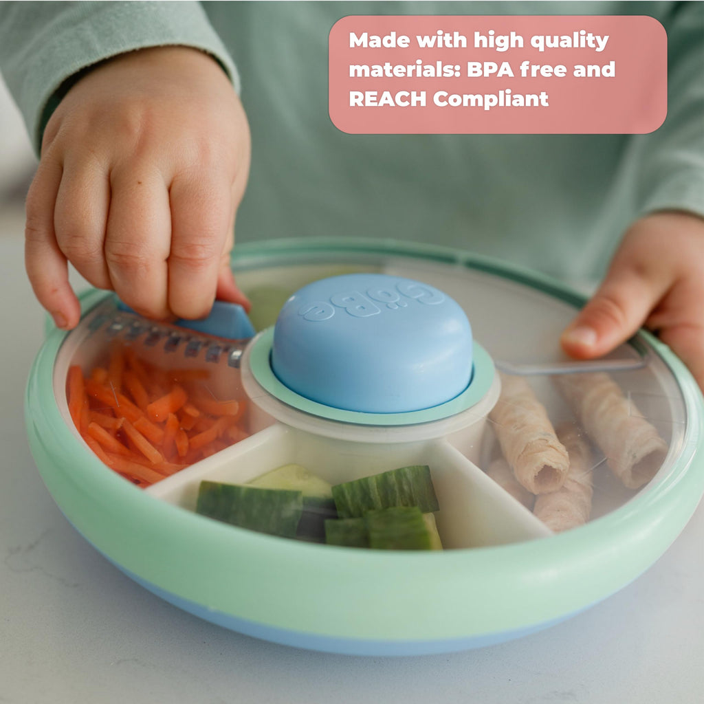 GoBe Kids Small Snack Spinner Slide, 4 Compartment Dispenser and Lid