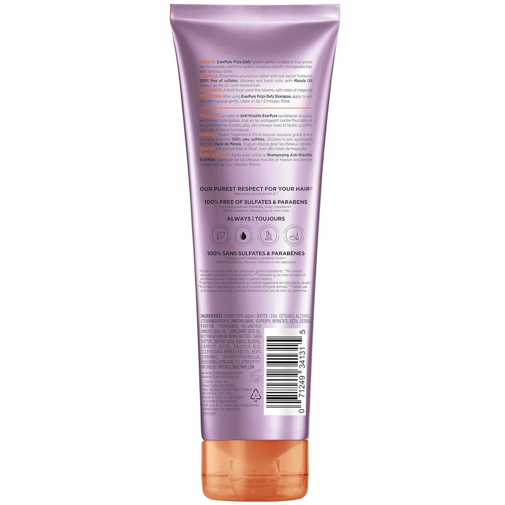Buy now L'Oreal Paris Sulfate Free Frizz Defy Conditioner, Frizz Control Hair Care with Marula Oil, EverPure, 8.5 Fl Oz (Packaging May Vary) at indiglob india
