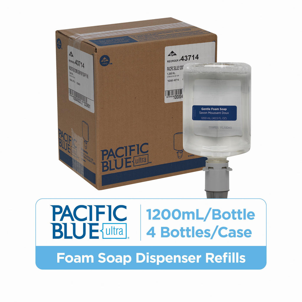 Pacific Blue Ultra Gentle Foam Hand Soap Refill (43714), Compatible Only With Pacific Blue Ultra Manual Dispenser, Dye and Fragrance-Free, 40.5 FL OZ, 4 Refills Per Case
