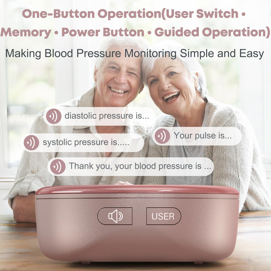 GUAEVER Wrist Blood Pressure Monitor, Rechargeable, Large LED Display, Pink