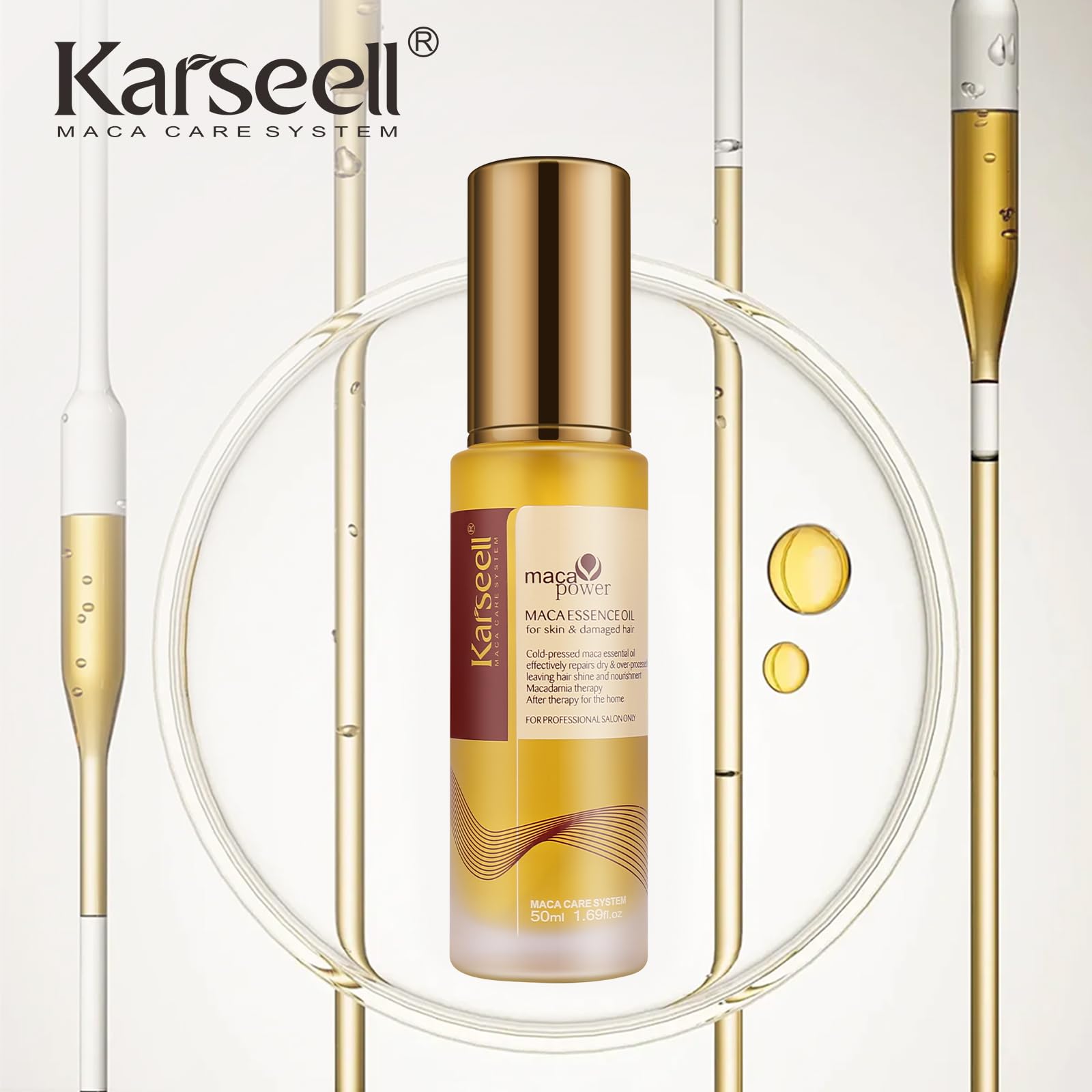 Karseell Moroccan Argan Oil 1.69 floz | for Hair Healing Cold Pressed Weightless Argan Oil Hair Serum for Dry Damaged Hair 50ml