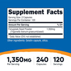 Nutricost Fenugreek Seed 1350mg, 240 Capsules, Gluten Free, GMO-Free | 675mg Per Capsule