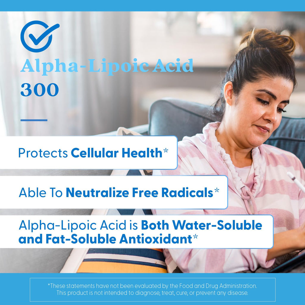 Doctor's Best Alpha Lipoic Acid Supplement 300mg - Alpha-Lipoic Acid Caps for Men & Women, ALA Antioxidant Support for Nerve Health, Aids in Cellular Function, Non GMO, Gluten Free - 180 Veg Capsules