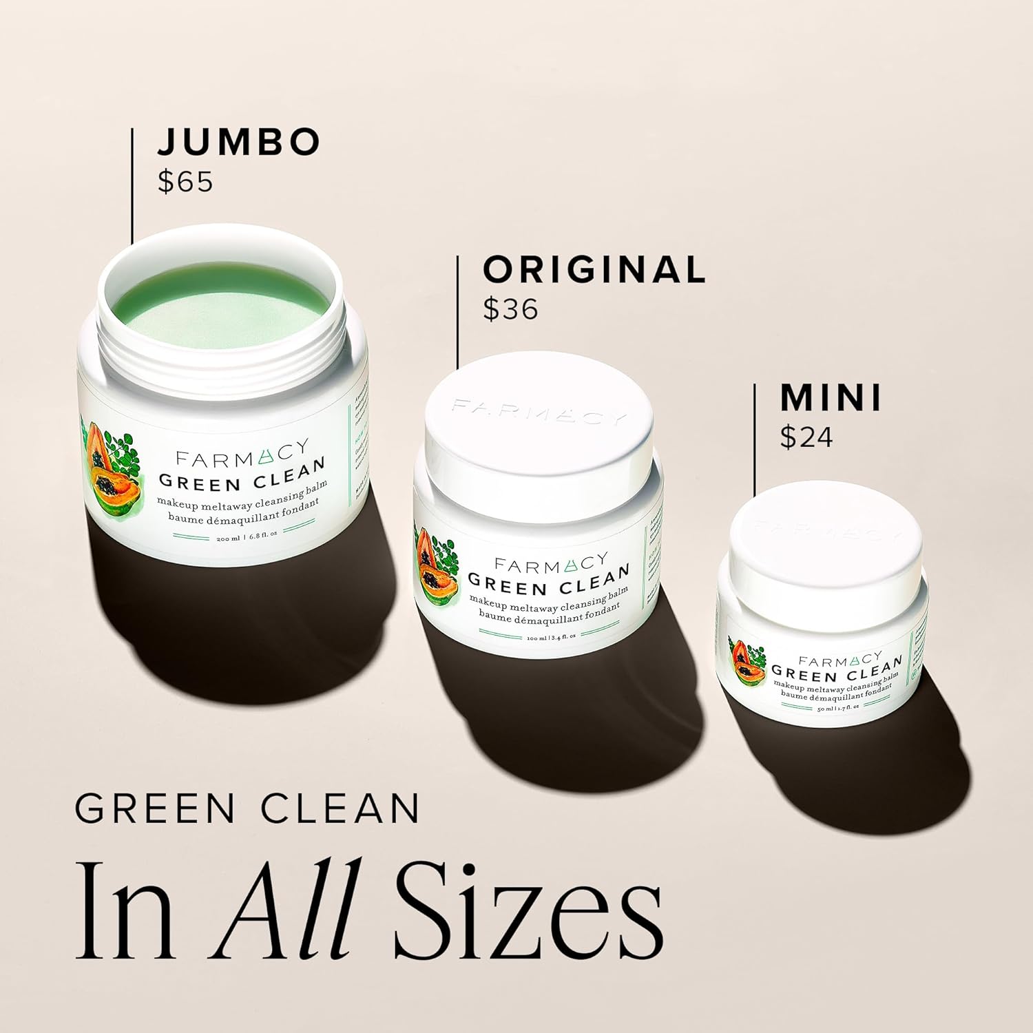 Buy now Farmacy Makeup Remover Cleansing Balm - Green Clean Waterproof Makeup Remover + Oil Based Cleanser - Gentle Exfoliating Double Cleanser - Melts From Balm to Milky Lather (100ml) at indiglob india