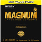 Buy now TROJAN Magnum Lubricated Large Condoms, Comfortable and Smooth Lubricated, America’s Number One Condom, 36 Count Pack at indiglob india