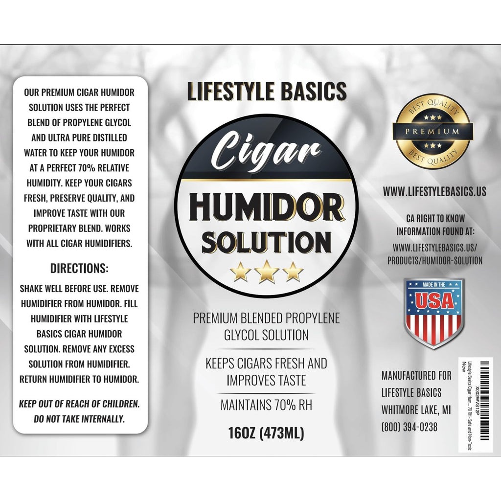 Cigar Humidor Solution 16 oz, Humidifier Liquid, 70% RH
