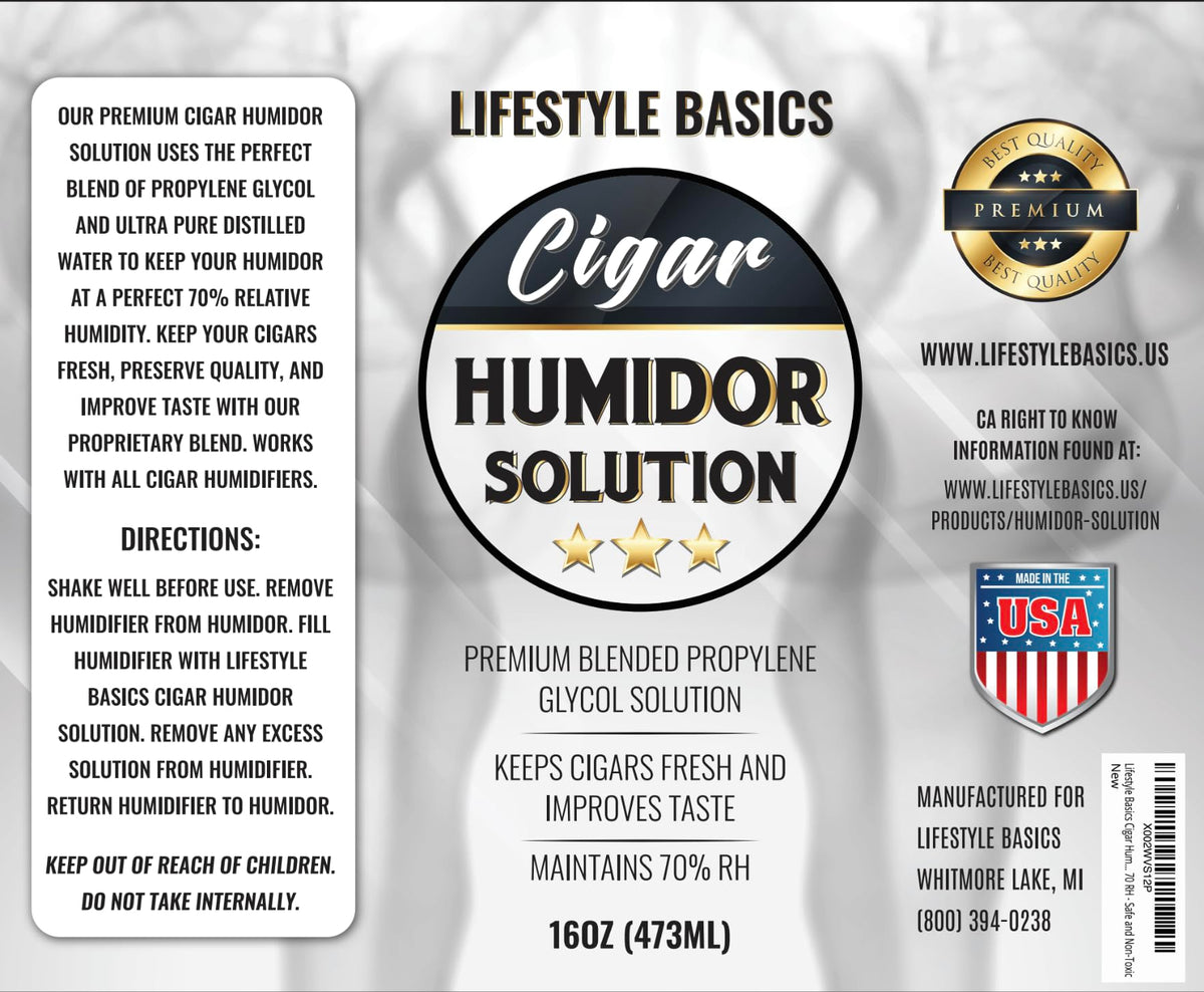 Humidor Solution 16 oz (2-Pack), Humidifier Liquid, 70% RH