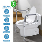 WeHwupe Toilet Safety Rail for Seniors, Height & Width Adjustable Handles