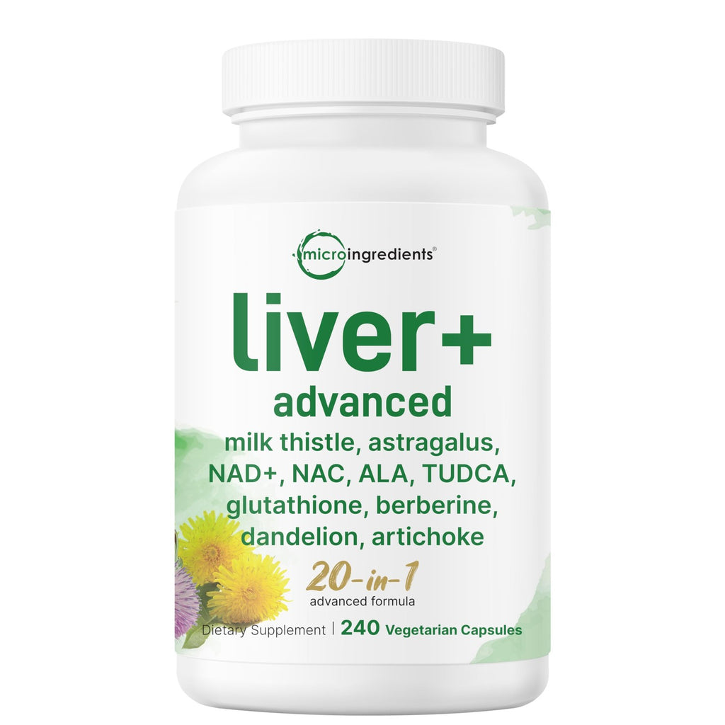 Liver Advanced+, 240 Veggie Capsules | 20-in-1 Complex with Milk Thistle, Dandelion, NAD, NAC, ALA, TUDCA, Glutathione, Artichoke, Turmeric, & Astragalus | Non-GMO, Gluten Free