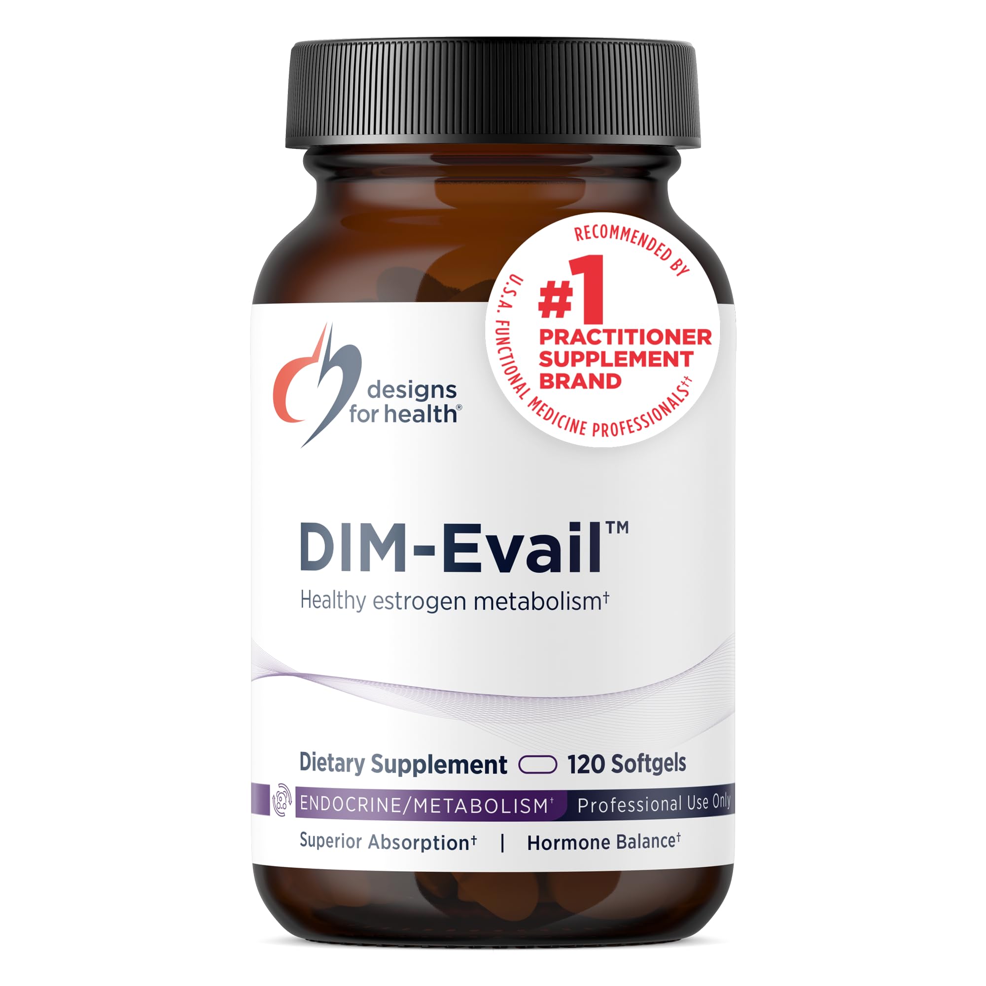 Designs for Health DIM-Evail - 100mg Diindolylmethane Supplement - Enhanced Absorption Technology DIM Supplement - May Support Healthy Estrogen Metabolism - Gluten Free + Non-GMO (60 Softgels)