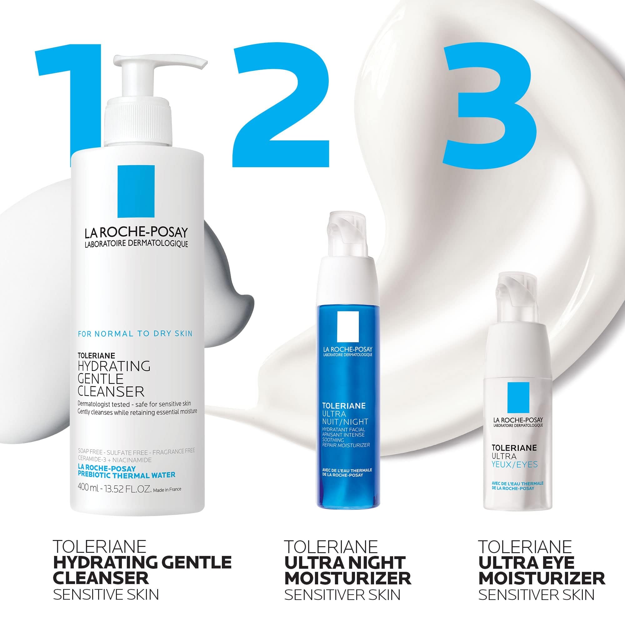 La Roche-Posay Toleriane Dermallergo Night Cream with Vitamin E 1.35oz | Intense soothing night moisturizer for sensitive skin, allergy tested. Formerly Toleriane Ultra Night.