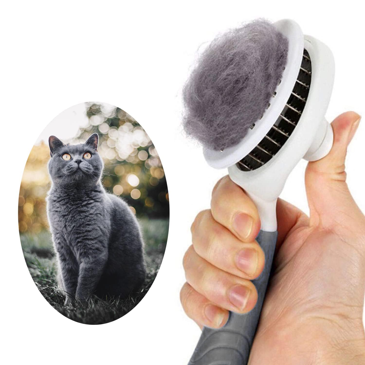 Self Cleaning Slicker Brush - Cat Brush Skin-Friendly Deshedding Grooming Massaging Tool for Long & Short Haired Pets, Cat Hair Brushes Removes Undercoat for Dogs Cats Rabbits-UPGRADED (2Pack Blue)