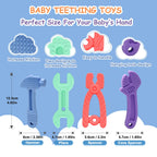 Yoolane Baby Teething Toys, Silicone Teether for Babies 3 6 12 18 Months, Tools Set Baby Teether Sensory Chew Toys for Toodler Infant, Newborn Stuff Essential Gift, BPA Free (4 Pieces)