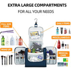 Buy now Buruis Extra Large Capacity Toiletry Bag for Women and Men, Hanging Toiletry Organizer Cosmetics Makeup Bag, Water-resistant Dopp Kit for Full Sized Toiletries, Travel Essentials (Blue) at indiglob india
