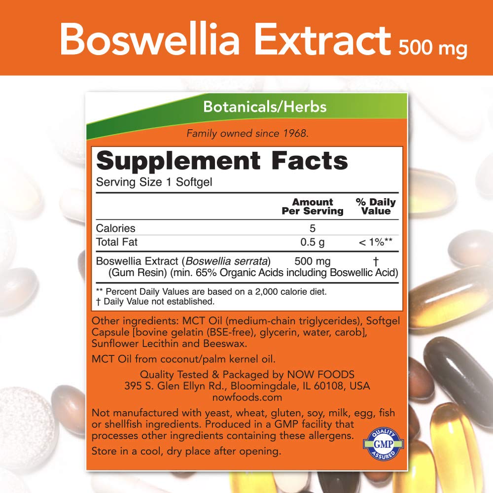 Buy now NOW Foods Boswellia Extract 500 mg Softgels, 90 Count x 2 at indiglob india