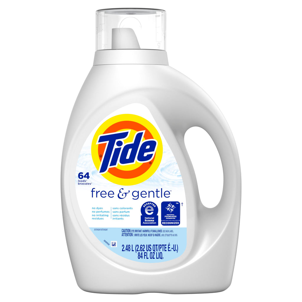 Buy now Tide Free & Gentle Liquid Laundry Detergent, Unscented, 1.47 L (32 Loads) Unscented 84 Fl Oz (Pack of 4) at indiglob india