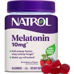 Natrol Melatonin 10 mg Gummies, Sleep Support for Adults, 60 Gummies | Supplement to Fall Asleep Faster & Stay Asleep Longer, Wake Up Refreshed, 100% Drug-Free, Strawberry-flavored, 30 Day Supply