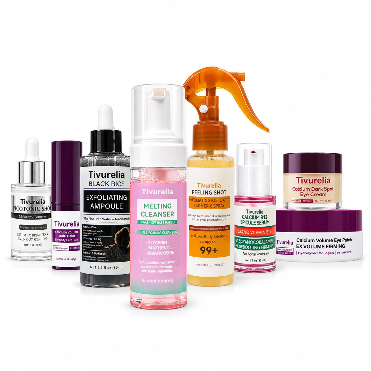 Calcium Daily Skincare Set, Facial Care Kit with Cleanser, Serums, Calcium Multi Balm Stick & Eye Patches, Hydrating Moisturizing Routine for Soft, Smooth-Looking Skin.
