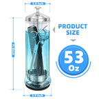 Glass Disinfectant Jar with anti-slip pad 53 Oz/1500ML, Barber Disinfectant Jar With Removable Basket, Large Sterilizing for Manicure & Pedicure Implements Stainless Steel 11.7"H x 3.8"W