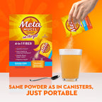 Metamucil On-The-Go, Psyllium Husk Fiber Supplement, 4-in-1 Fiber for Digestive Health, Sugar Free, Orange Flavor, 30 Count x 2 Packs (60 Count Total)