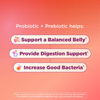 OLLY Probiotic + Prebiotic Gummy, 500 million CFUs, Peachy Peach - 30 Count