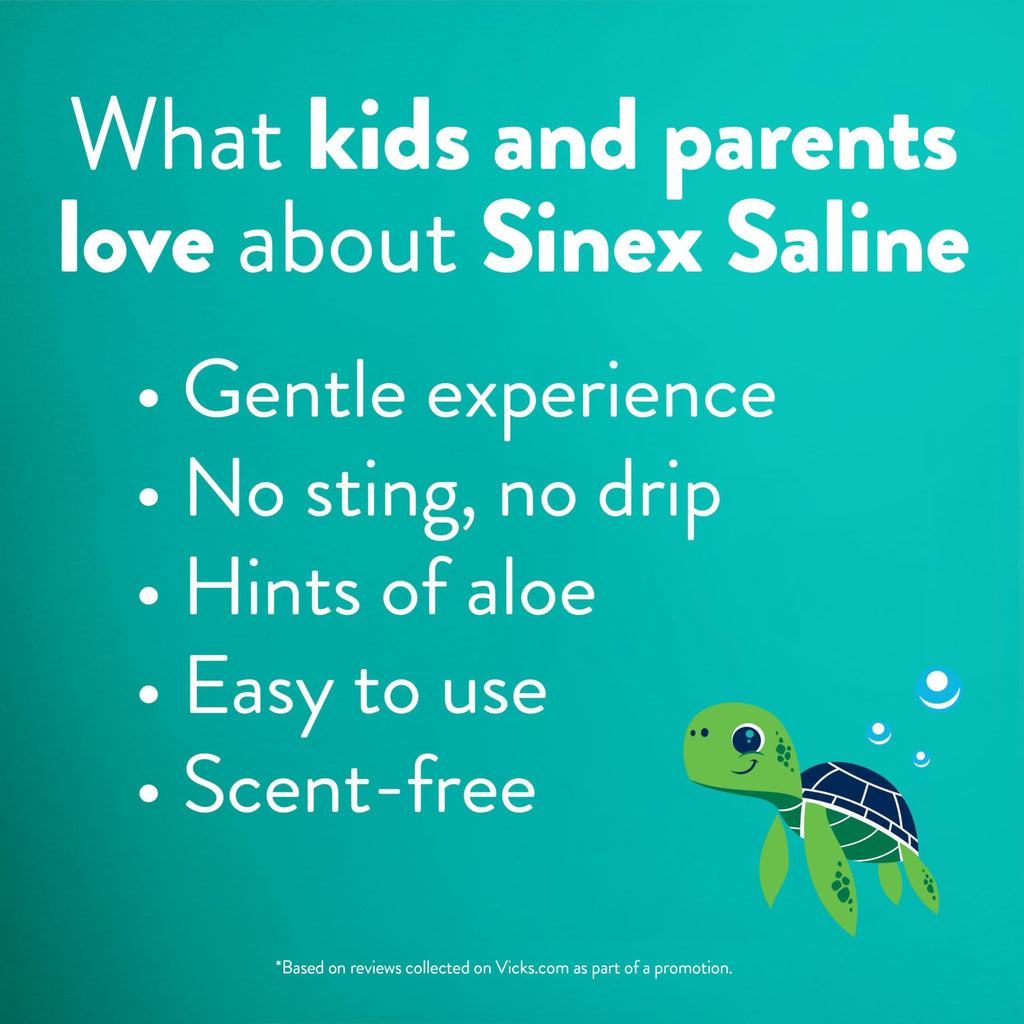 Buy now Vicks Sinex, Children's Saline Nasal Spray, Drug Free Ultra Fine Mist with Hint of Aloe, Ages 1+, Fast Everyday Stuffy Nose Relief for Kids, Clear Mucus from a Cold or Allergy, 5 OZ x 2 at indiglob india