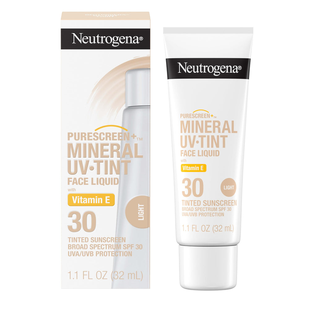 Buy now Neutrogena Purescreen+ Mineral UV Tint Face Liquid Tinted Sunscreen - with 100% Mineral Actives & Vitamin E, Enhances Natural Tone, Water Resistant, Broad Spectrum SPF 30, 1.1 fl oz at indiglob india