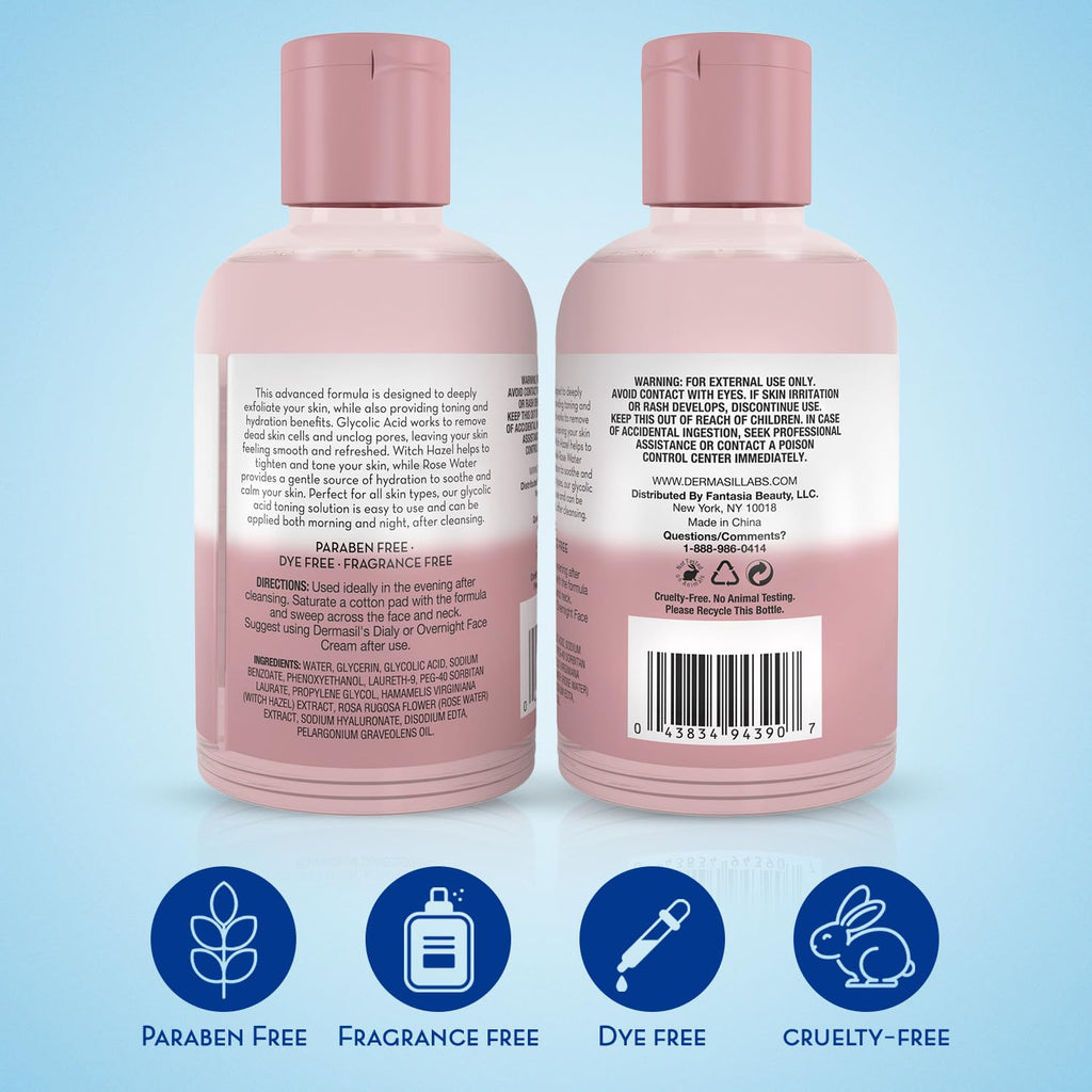 Dermasil Rose Water Toner for Face 3-Pack, 4 Oz Ea