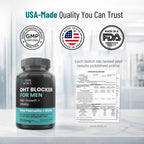 DHT Blocker for Men | Ultra Potent Hair Growth Formula | Saw Palmetto, Biotin, Pumpkin Seed, Herbal Extracts | Natural Hair Loss Supplements | Hair Regrowth Vitamins | Made in the USA | 90 Capsules