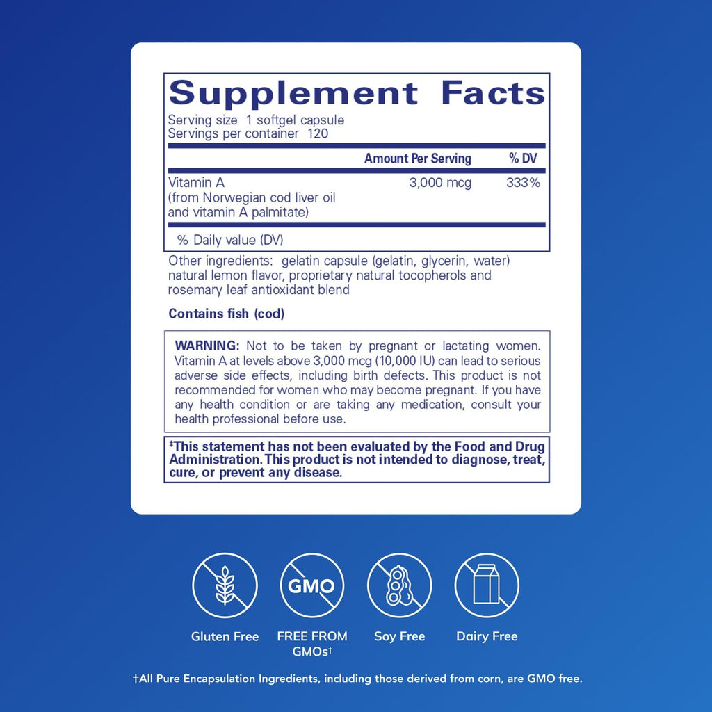 Pure Encapsulations Vitamin A, 120 Softgel Capsules
