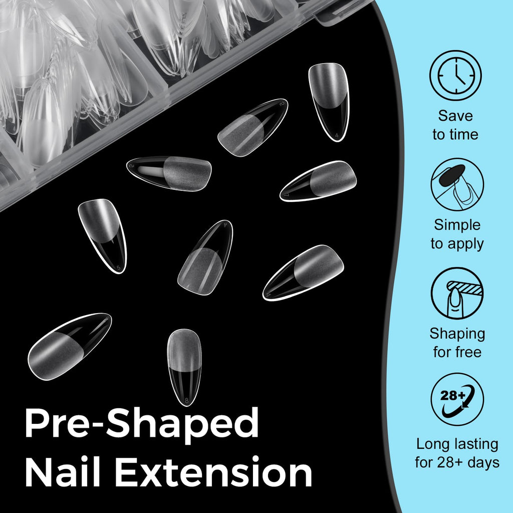 TOMICCA Medium Almond Nail Tips 240Pcs Almond Nail Tips 15 Sizes