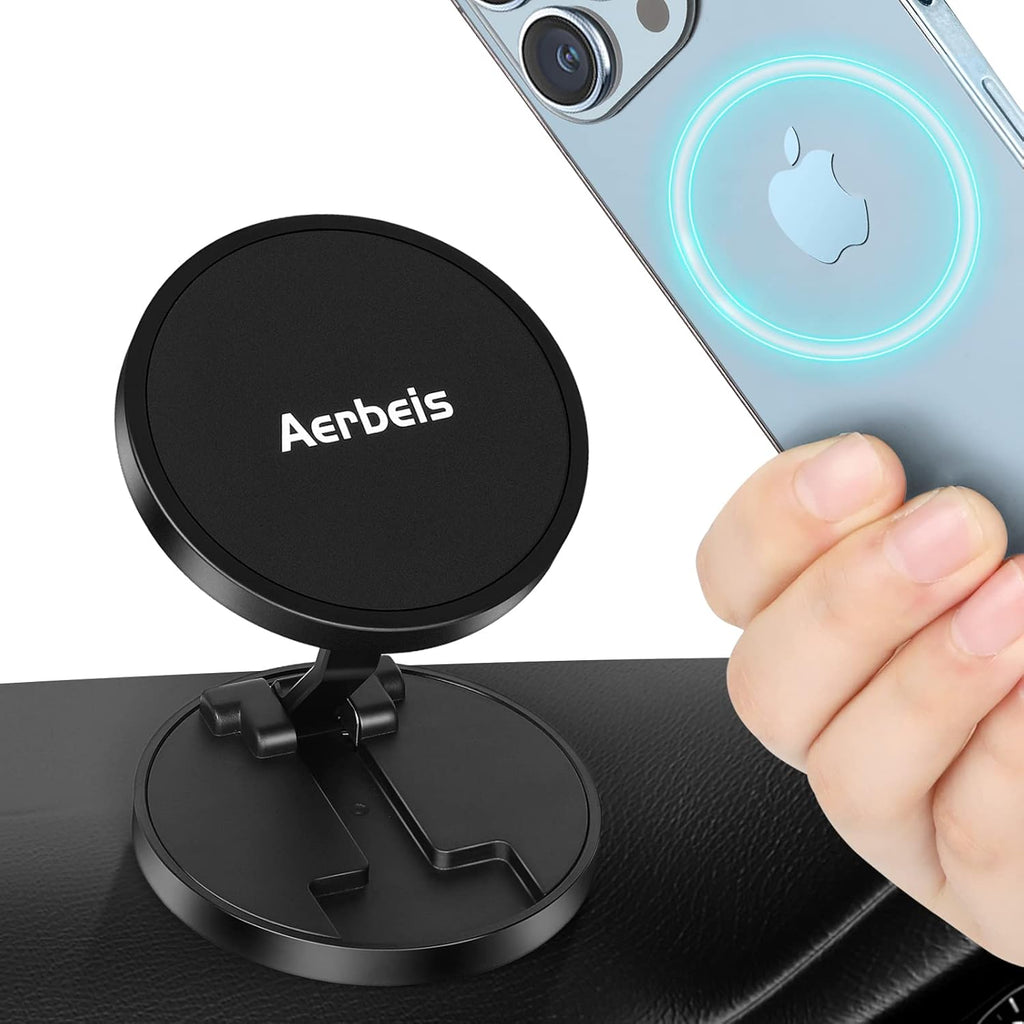 Buy now Magnetic Phone Holder for Car - Folding Car Phone Mount Adapter Dual Metal Magnetic Phone Holder Stand for Magsafe iPhone and All Android Smartphones Black at indiglob india