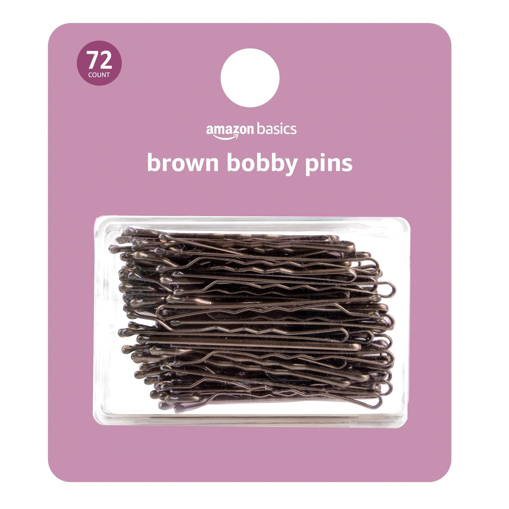 Amazon Basics Bobby Pins in Case Brown 72 Count (Pack of 4)