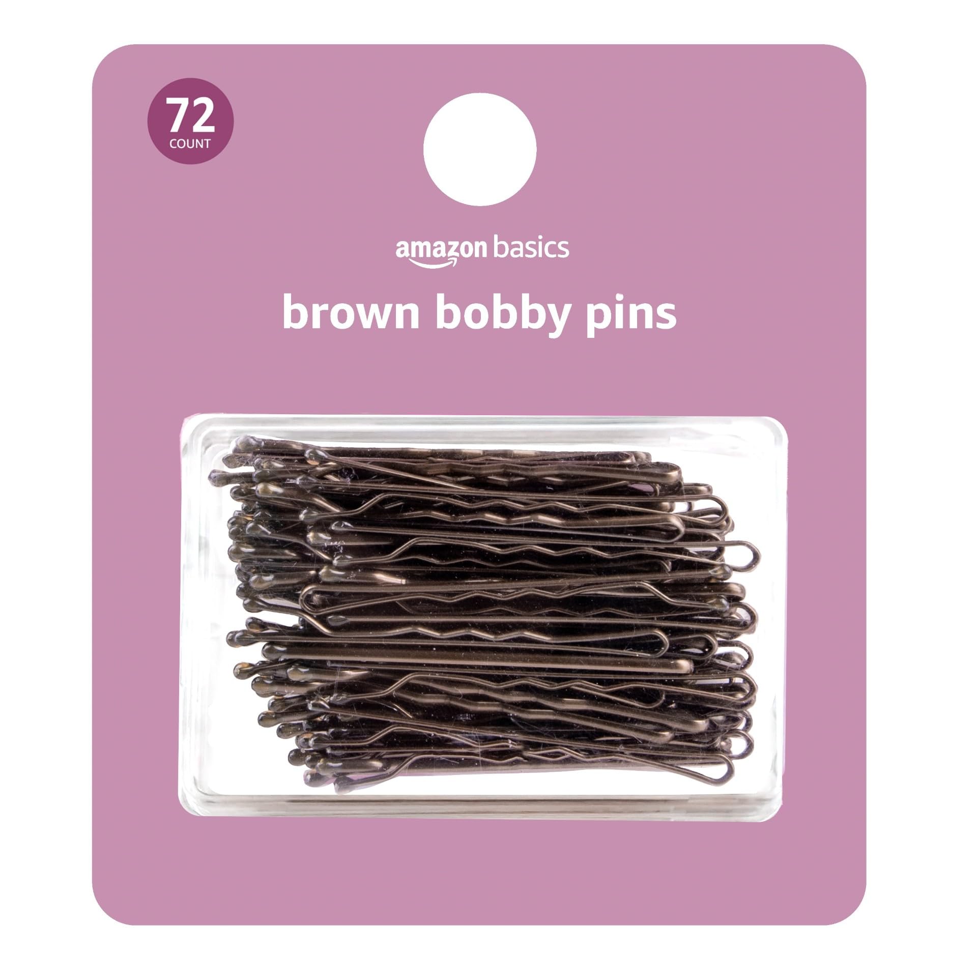 Amazon Basics Bobby Pins in Case Brown 72 Count (Pack of 4)