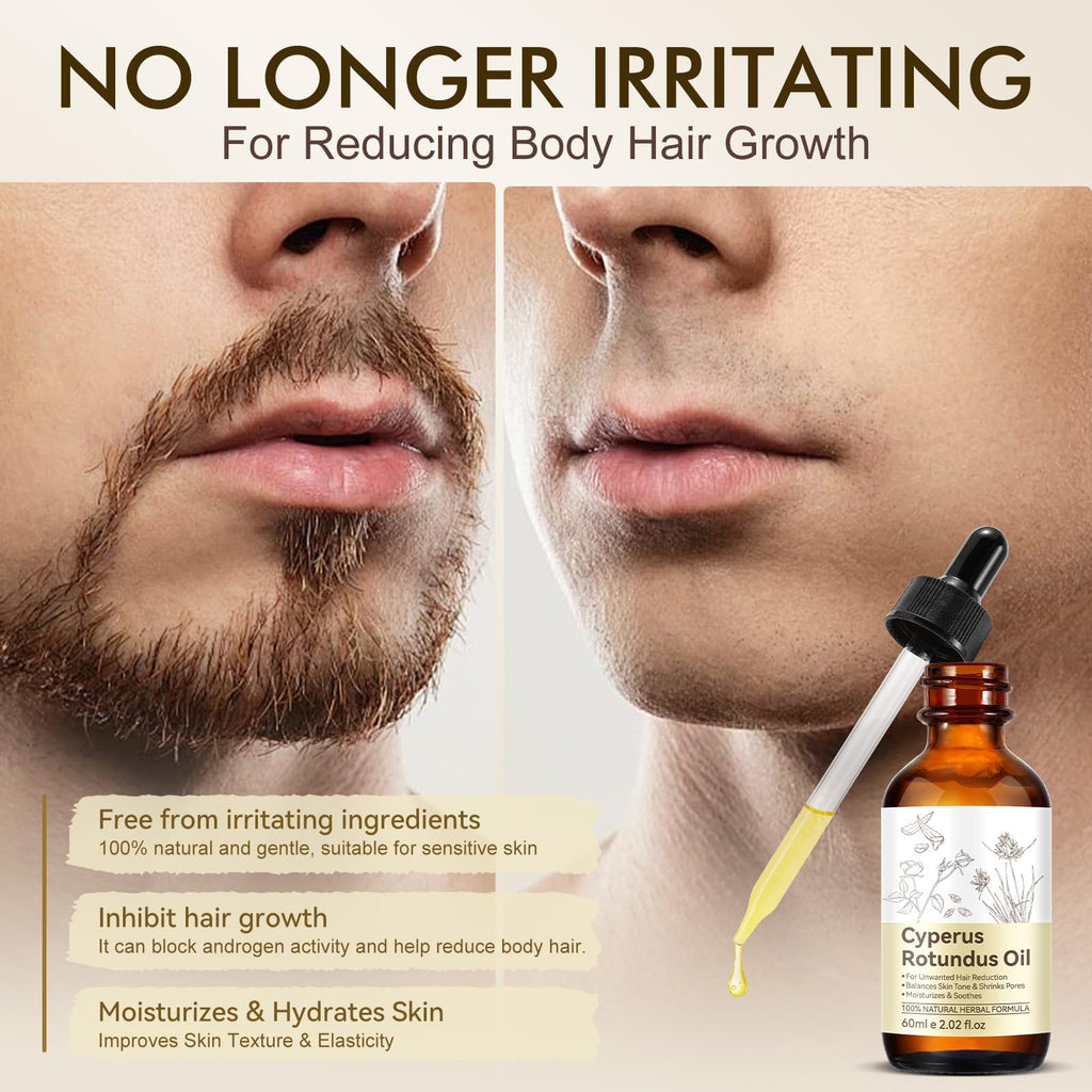 2 Pack Cyperus Rotundus Oil, Natural for Reducing Body Hair Growth, Cyperus Rotundus Oil for Hair Removal, Reduces Unwanted Hair Growth, Reducing Body Hair Growth, Shrink Pores