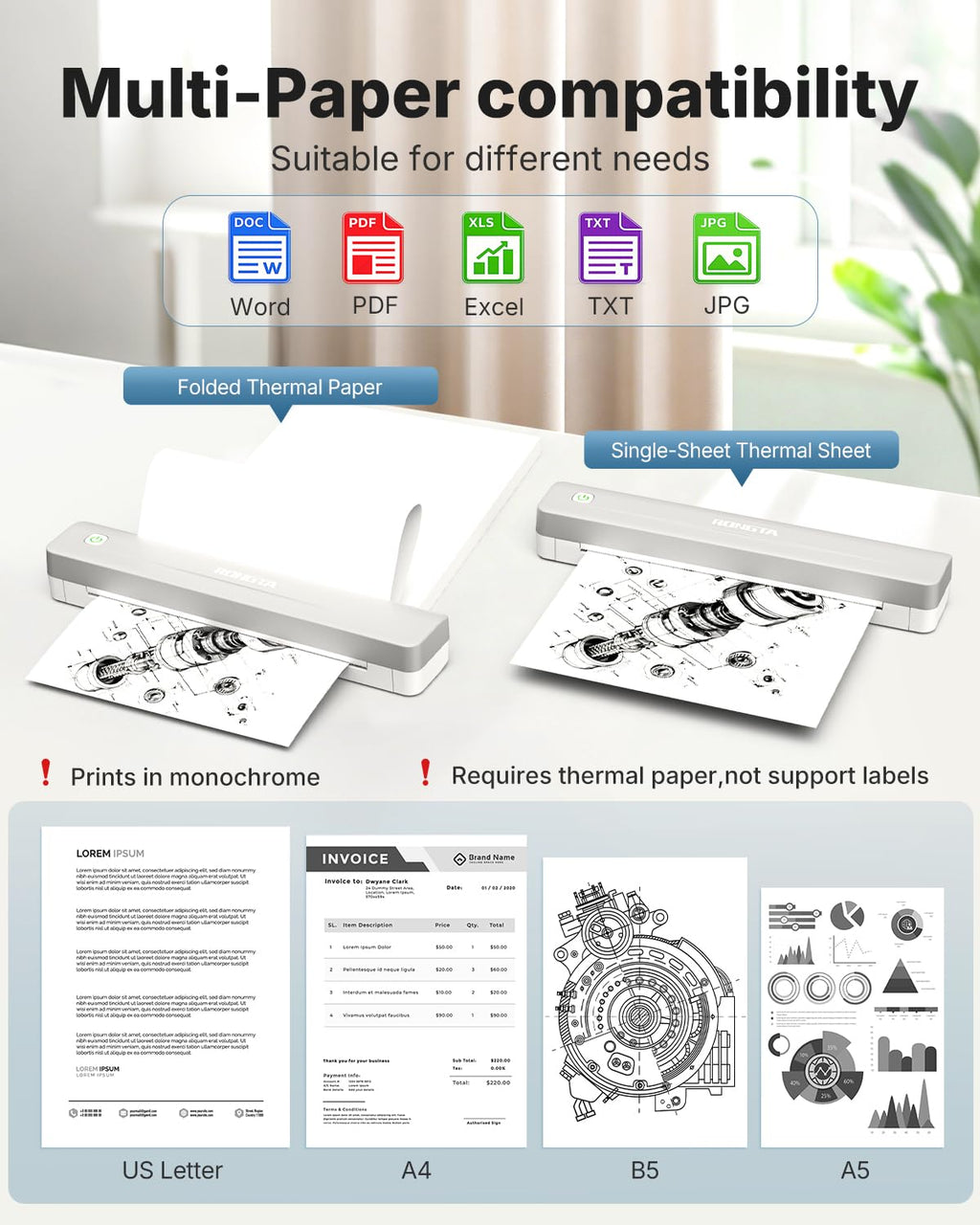 Rongta Bluetooth Thermal Portable Printer for Travel