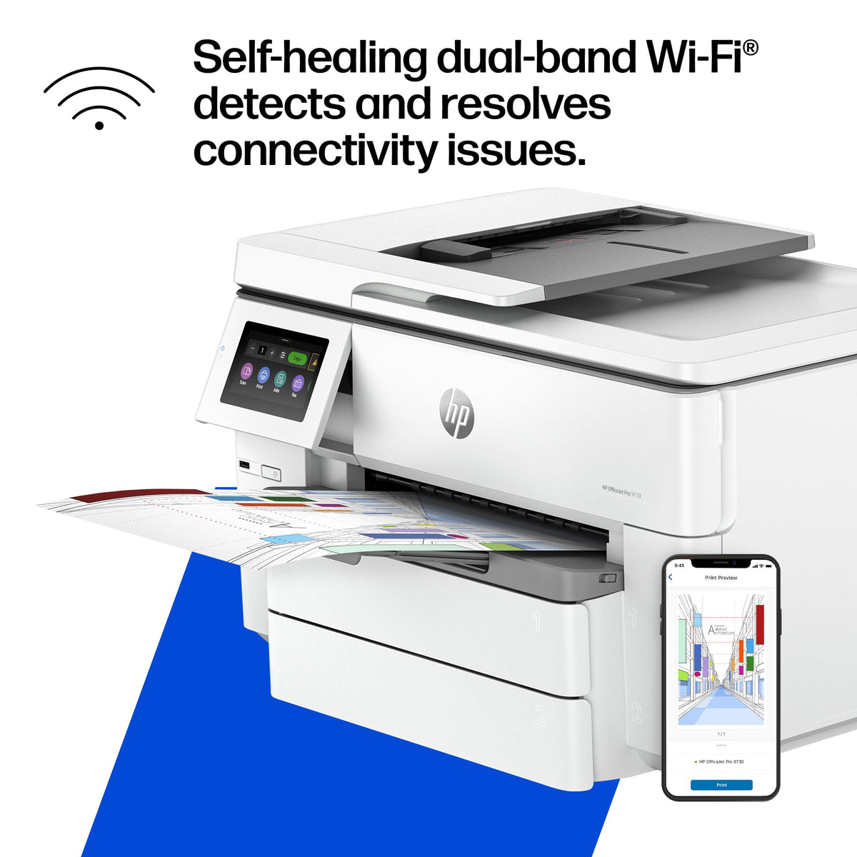 HP OfficeJet Pro 9730 Wide-Format Wireless All-in-One Color Inkjet Printer, Print, scan, Copy, fax, up to 11x17 ADF, Duplex Print/scan, Best-for-Office, 3 Month Trial of Instant Ink Included(C2WH0A)