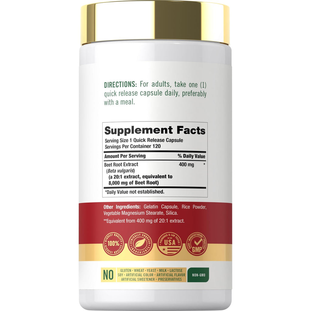 Carlyle Beet Root Capsules | 120 Count | Quick Release Capsules | Non-GMO and Gluten Free Supplement