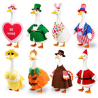 8 Set Holiday Porch Goose Outfits All Seasons Bundle for Valentine St. Patrick Easter Summer 4th of July Fall Halloween Christmas - Lawn Porch Goose Clothing for Patio Yard Decor