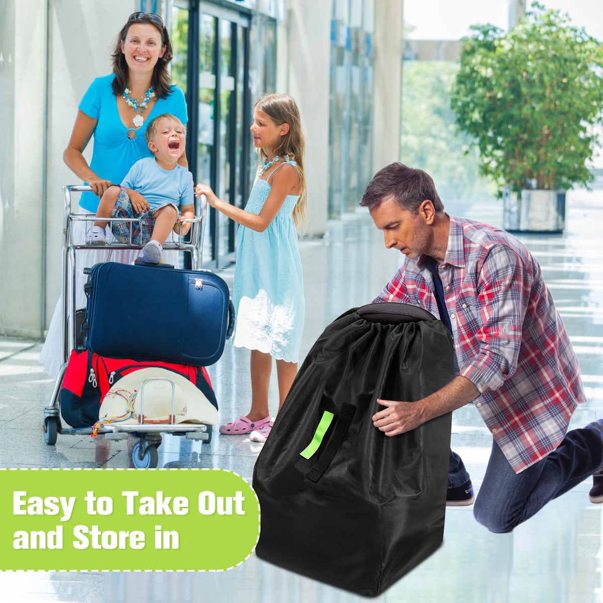 Sublaga Car Seat Bags For Airplane Travel, Durable Carseat Cover For Air Travel Car Seat Travel Bag with Shoulder Straps and 2pcs Luggage Tags For Airplane