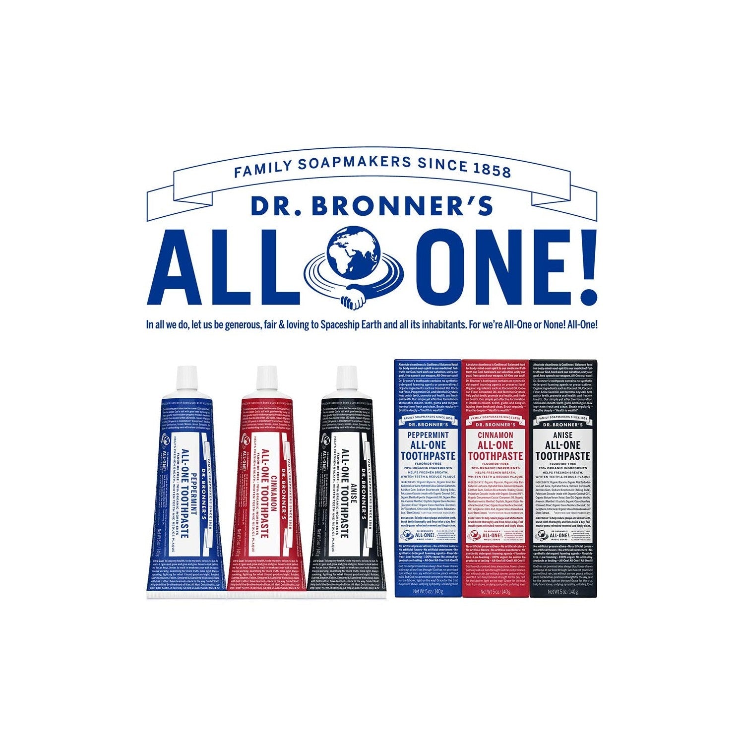 Buy now Dr. Bronnerâ€™s - All-One Toothpaste (Peppermint, 5 ounce) - 70% Organic Ingredients, Natural and Effective, Fluoride-Free, SLS-Free, Helps Freshen Breath, Reduce Plaque, Whiten Teeth, Vegan at indiglob india