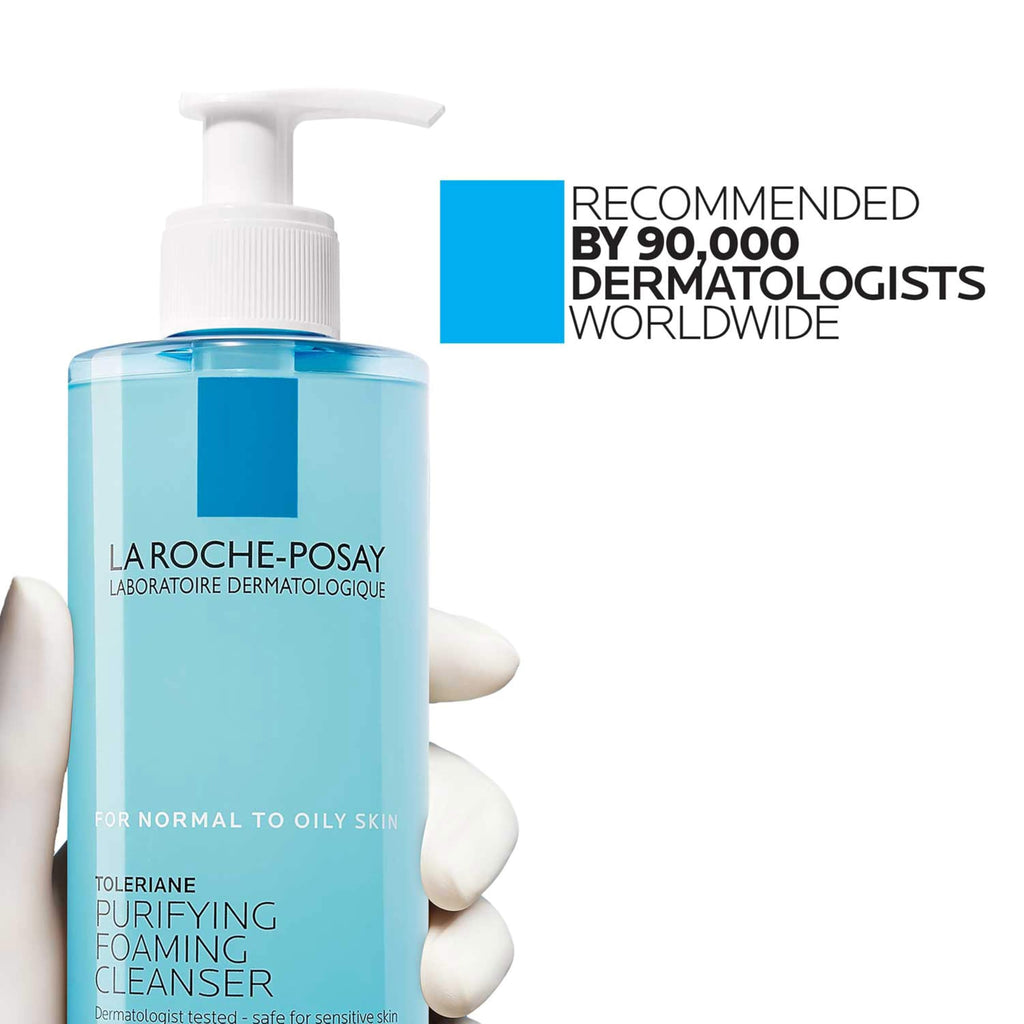 La Roche-Posay Toleriane Purifying Foaming Facial Cleanser, 13.52oz | Oil free face wash for sensitive skin with niacinamide and ceramides. Pore cleanser that won’t dry out skin and is soap free.