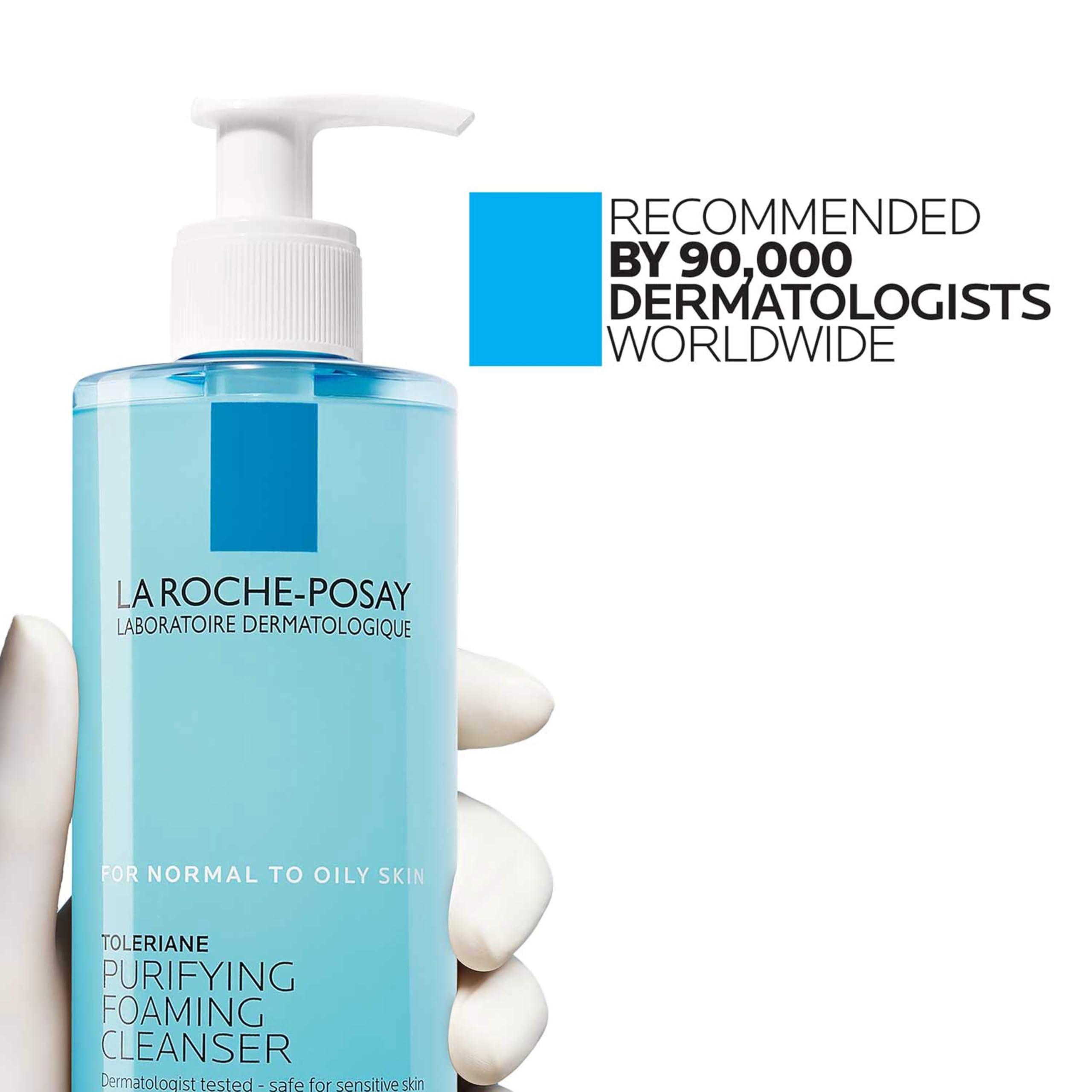 La Roche-Posay Toleriane Purifying Foaming Facial Cleanser, 13.52oz | Oil free face wash for sensitive skin with niacinamide and ceramides. Pore cleanser that won’t dry out skin and is soap free.