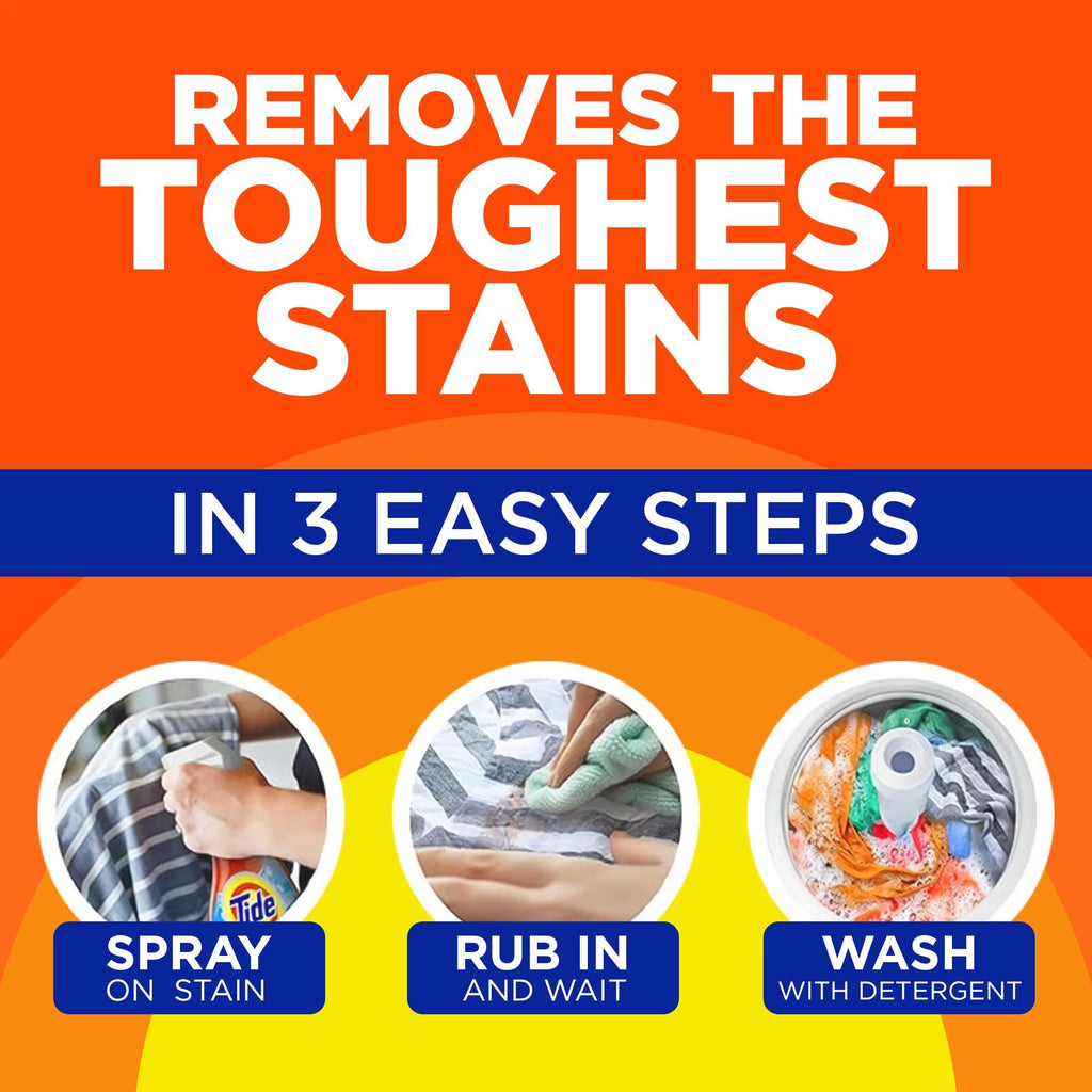 Buy now Tide Laundry Stain Remover Spray with Oxi | Stain Remover for Clothes, Carpet, Upholstery, Pet Bedding | Stain Treater Spray for Tough Stains from Wine, Coffee, Grease | 22 Fl Oz (Pack of 2) & 3 Fl Oz at indiglob india